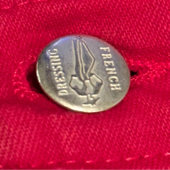 👖Womens Denim Jeans French Dressing Jeanswear Paris Brand Size 12 Christmas Red - Picture 6 of 9